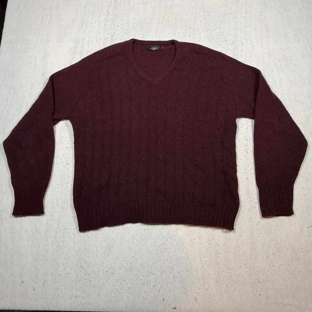 Vintage Jockey University Club Mens XL Wool Blend V-Neck Sweater Burgundy Maroon